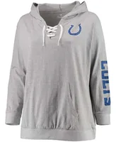 Women's Plus Size Heathered Gray Indianapolis Colts Lace-Up Pullover Hoodie