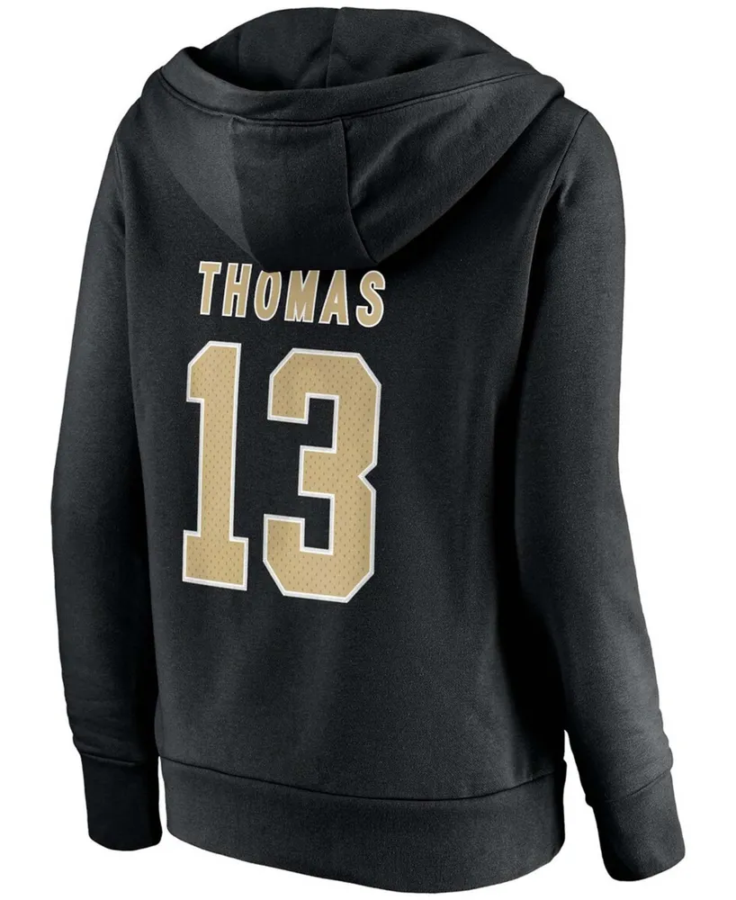 Women's Michael Thomas Black New Orleans Saints Player Icon Name Number Pullover Hoodie