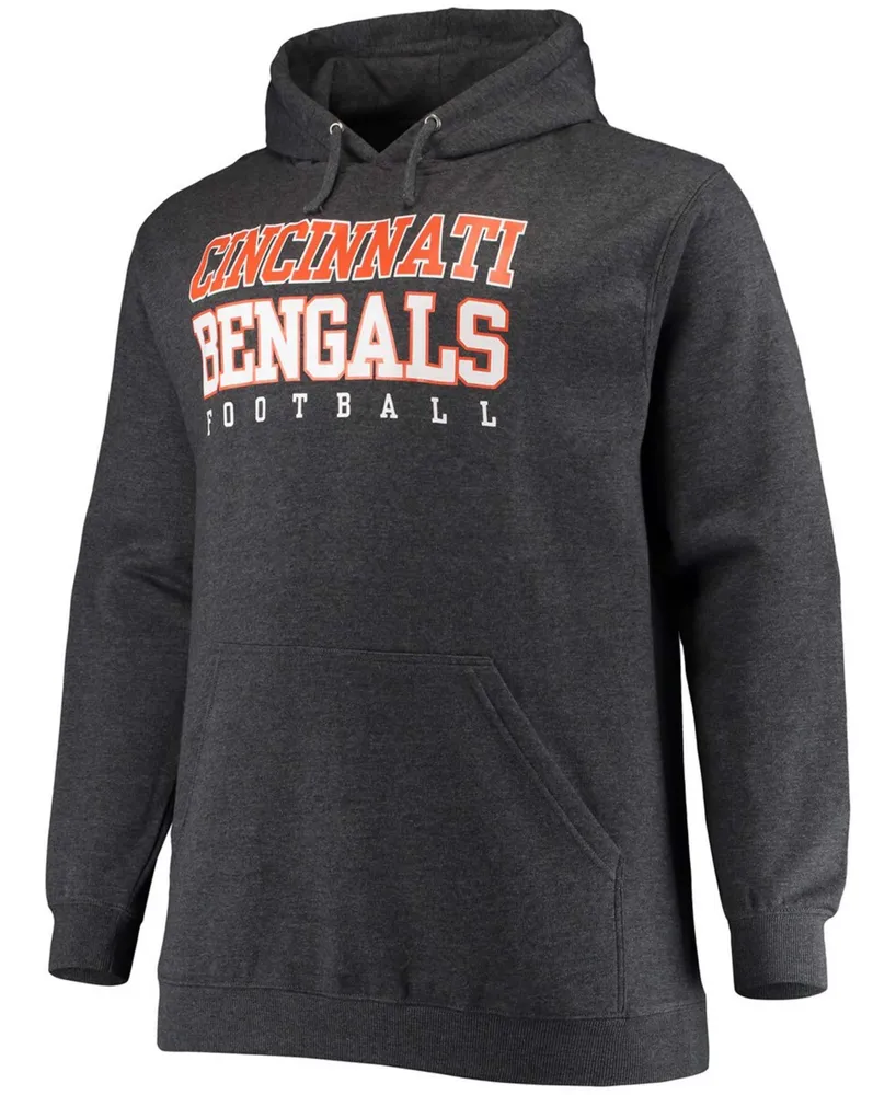 Men's Big and Tall Heathered Charcoal Cincinnati Bengals Practice Pullover Hoodie