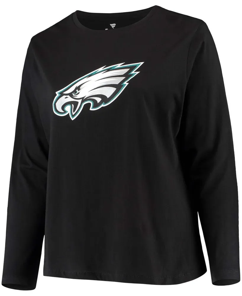 Women's Plus Black Philadelphia Eagles Primary Logo Long Sleeve T-shirt