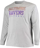 Men's Big and Tall Heathered Gray Baltimore Ravens Practice Long Sleeve T-shirt