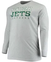 Men's Big and Tall Heathered Gray New York Jets Practice Long Sleeve T-shirt