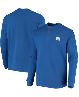 Men's Royal New York Giants Maverick Thermal Henley Long Sleeve T-shirt