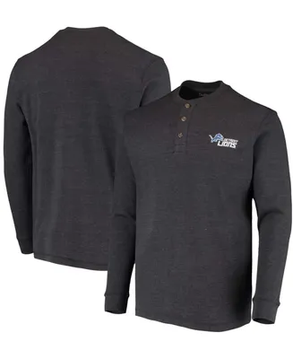 Men's Charcoal Detroit Lions Maverick Thermal Henley Long Sleeve T-shirt