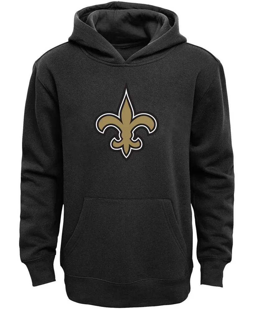 Big Boys Black New Orleans Saints Primary Logo Team Color Fleece Pullover Hoodie