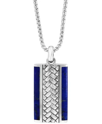 Effy Men's Lapis Lazuli Woven-Look 22" Pendant Necklace in Sterling Silver