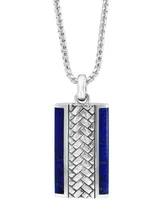 Effy Men's Lapis Lazuli Woven-Look 22" Pendant Necklace in Sterling Silver