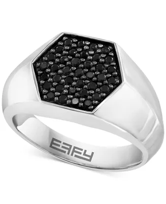 Effy Men's Black Sapphire Hexagon Ring (3/4 ct. t.w.) in Sterling Silver