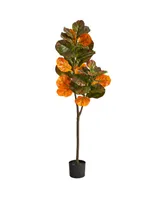 4.5' Autumn Fiddle Leaf Artificial Fall Tree