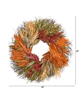 26" Fall Sorghum Harvest Autumn Artificial Wreath