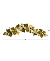 5' Fall Sunflower, Hydrangea and White Pumpkin Artificial Autumn Garland