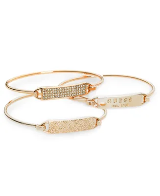 Guess Rose Gold-Tone 3-Pc. Set Plate and Wire Bangle Bracelets