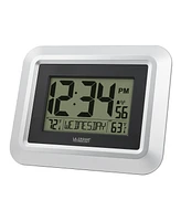 La Crosse Technology 513-1918S-int Atomic Digital Wall Clock with Temperature - Silver