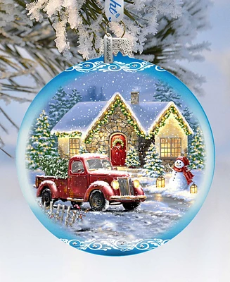 G.DeBrekht Christmas Cottage Glass Ball Ornament