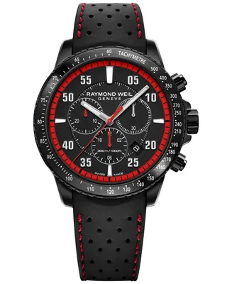 Raymond Weil Men's Swiss Chronograph Tango Black Rubber Strap Watch 43mm