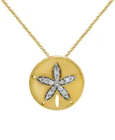 Diamond Sand Dollar 18" Pendant Necklace (1/10 ct. t.w.) in 14k Gold-Plated Sterling Silver - Gold