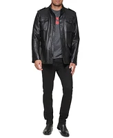 Men's Faux Leather Four Pocket Field Jacket