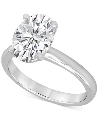 Badgley Mischka Certified Lab Grown Diamond Oval-Cut Solitaire Engagement Ring (3 ct. t.w.) in 14k Gold