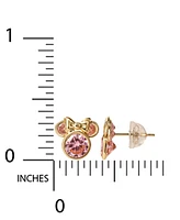 Disney Pink Cubic Zirconia Minnie Mouse Stud Earrings in 14k Gold