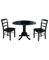 42" Dual Drop Leaf Table with Ladder Back Dining Chairs