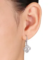 Lab-Created Moissanite Quatrefoil Leverback Drop Earrings (1 ct. t.w.) in Sterling Silver