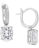 Lab-Created Moissanite Oval Leverback Drop Earrings (5-1/5 ct. t.w.) in Sterling Silver