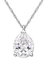 Lab-Created Moissanite Pear-Cut 17" Pendant Necklace (3-1/4 ct. t.w.) in 14k White Gold