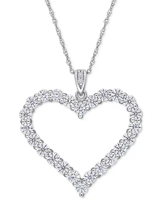 Lab-Grown Moissanite Heart 18" Pendant Necklace (2-2/5 ct. t.w.) in Sterling Silver