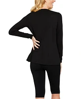 Women's Long Sleeve Pull Over Tulip Nursing Tee - Black Size: X Large Motherhood Maternity