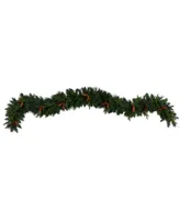 Mixed Pines and Pinecones Extra Wide Artificial Christmas Garland with 286 Bendable Branches and 70 Warm Led Lights, 9'