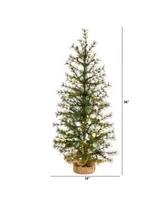 Artificial Christmas Tree with 50 Clear Led Lights Set in a Burlap Base, 3'