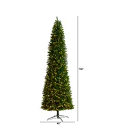 Slim Mountain Pine Artificial Christmas Tree with 950 Clear Led Lights and 2836 Bendable Branches, 11'