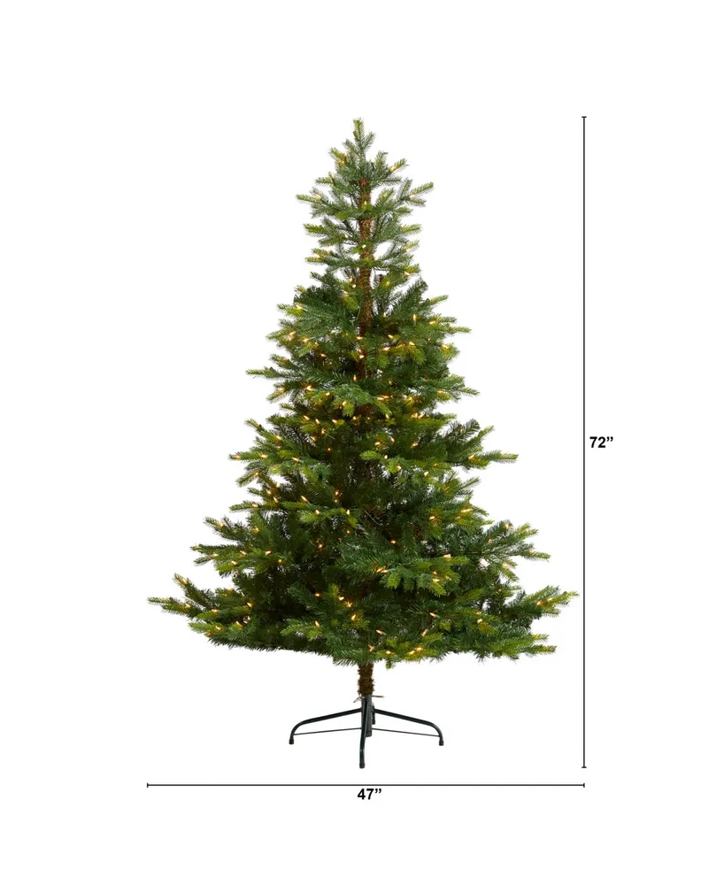 North Carolina Spruce Artificial Christmas Tree with 350 Clear Lights and 631 Bendable Branches, 6'