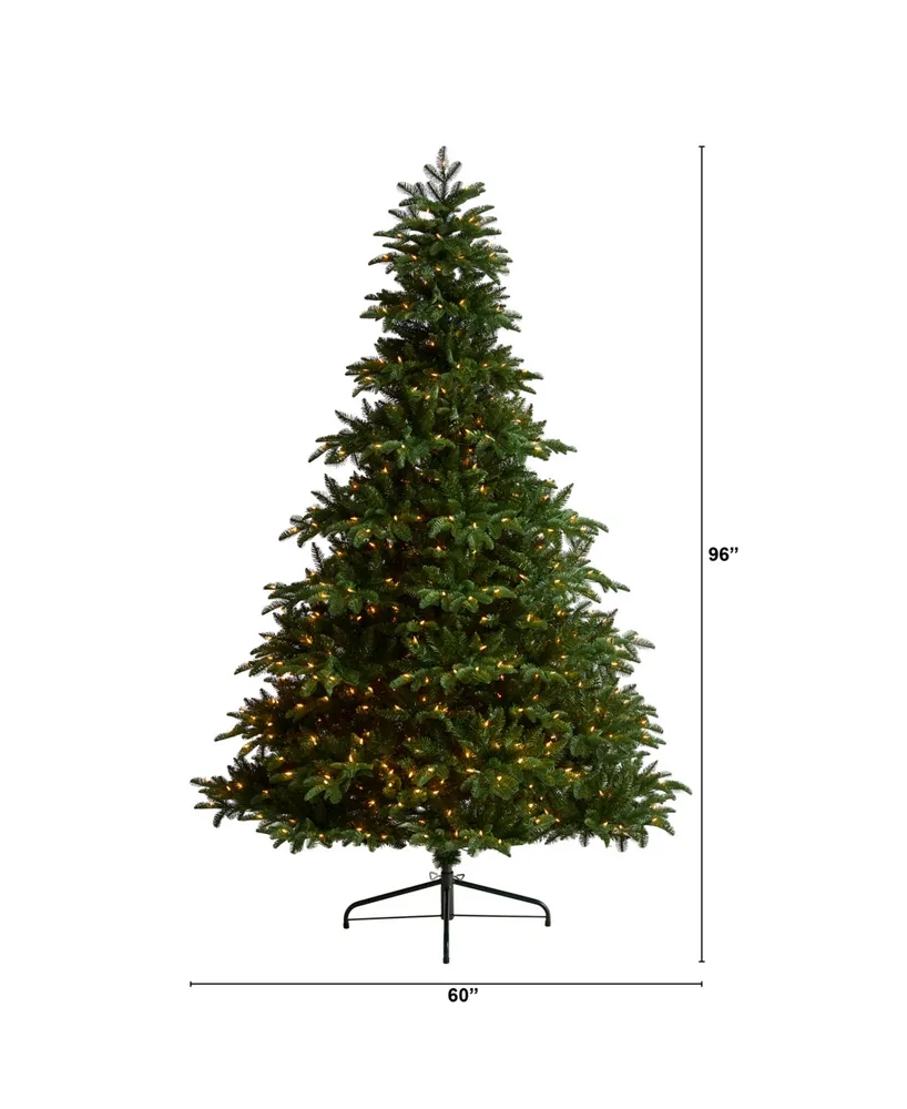 South Carolina Spruce Artificial Christmas Tree with 700 Warm Lights and 3412 Bendable Branches, 8'