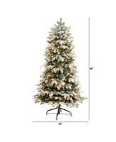 Flocked North Carolina Fir Artificial Christmas Tree with 350 Warm Lights and 1247 Bendable Branches, 5'