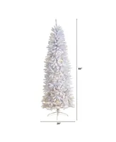 Slim Artificial Christmas Tree with Warm Led Lights and Bendable Branches
