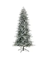 Flocked Manchester Spruce Artificial Christmas Tree with 550 Lights and 1317 Bendable Branches, 8.5'