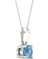 Forever Grown Diamonds Lab-Created Blue Diamond Solitaire 18" Pendant Necklace (1/5 ct. t.w.) in Sterling Silver
