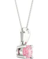 Forever Grown Diamonds Lab-Created Pink Diamond Solitaire 18" Pendant Necklace (1/5 ct. t.w.) in Sterling Silver