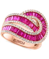 Effy Ruby (3-1/4 ct. t.w.) & Diamond (5/8 ct. t.w.) Swirl Statement Ring in 14k Rose Gold