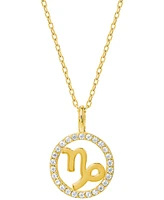 Giani Bernini Cubic Zirconia Zodiac Halo 18" Pendant Necklace 18k Gold-Plated Sterling Silver, Created for Macy's