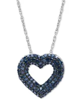 Blue Diamond Heart 18" Pendant Necklace (1/2 ct. t.w.) in Sterling Silver