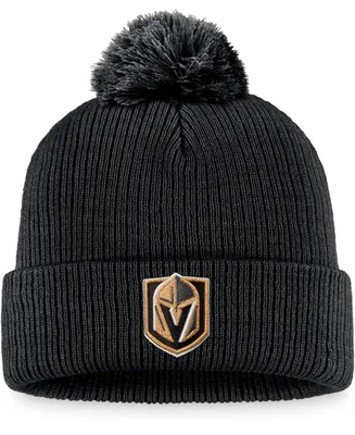 Men's Black Vegas Golden Knights Core Primary Logo Cuffed Knit Hat with Pom