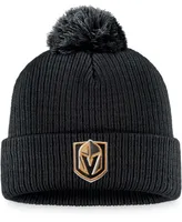 Men's Black Vegas Golden Knights Core Primary Logo Cuffed Knit Hat with Pom