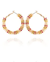 T Tahari Fall Awakenings Hoop Earrings with Stones - Gold