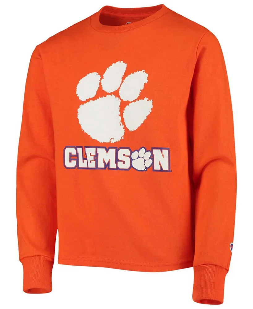 Big Boys Orange Clemson Tigers Lockup Long Sleeve T-shirt