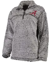 Women's Gray Alabama Crimson Tide Sherpa Super-Soft Quarter-Zip Pullover Jacket