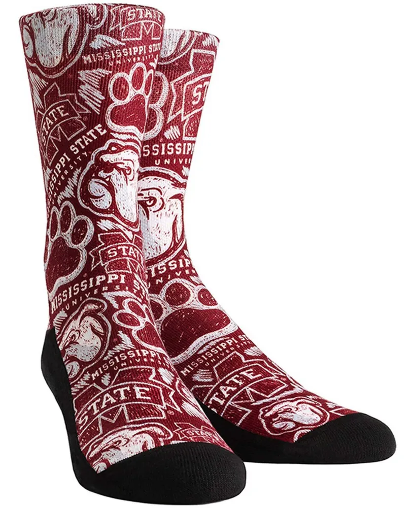 Women's Maroon Mississippi State Bulldogs Logo Sketch Crew Socks