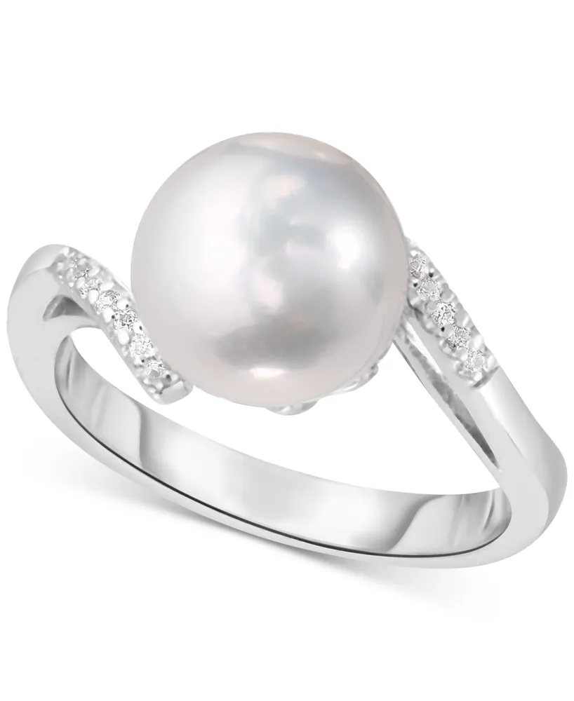 Cultured Freshwater Pearl (10 mm) & Lab-Created White Sapphire (1/3 ct. t.w.) Ring in Sterling Silver