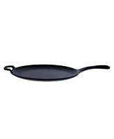 Victoria 12" Comal with Long Handle and Helper Handle, Seasoned